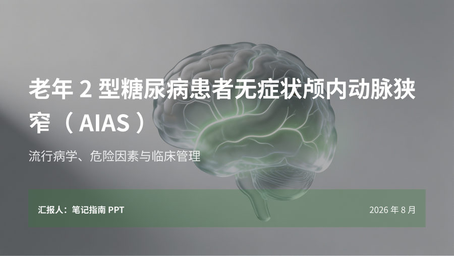 老年2型糖尿病患者无症状颅内动脉狭窄（AIAS）诊疗规范 第 1 页