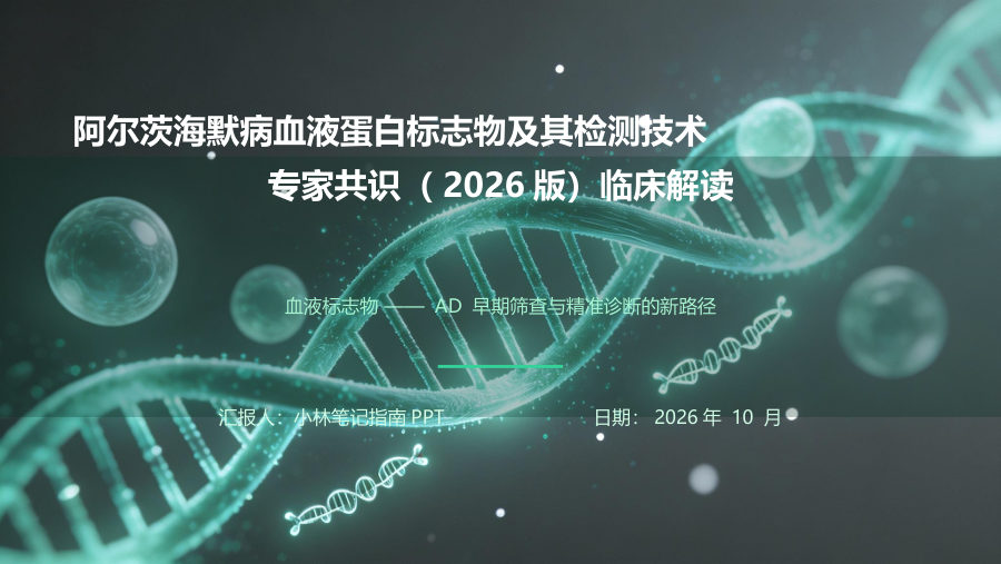 阿尔茨海默病血液蛋白标志物及其检测技术专家共识（2026版）临床解读 第 1 页